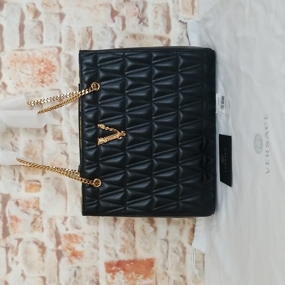 Versace Handbags - New Versace First Line Virtus Quilted Leather Tote